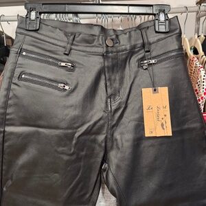 LexiArt Black Moto Coated Jeans Stretch Fit Size 6 NEW!